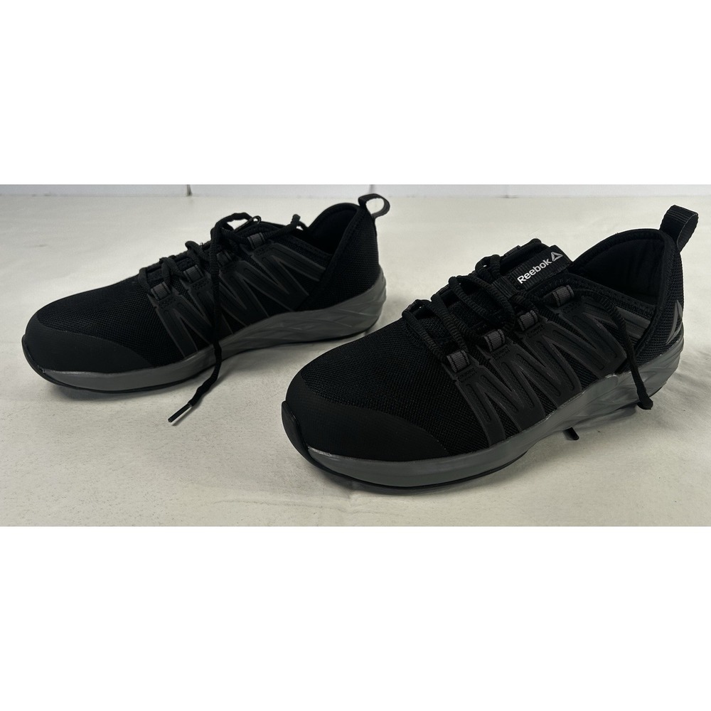 REEBOK ASTRORIDE UNISEX WORK ATHLETIC STEEL TOE BLACK SHOE RB2211 MENS 7 WOMEN 9 - Picture 2 of 15